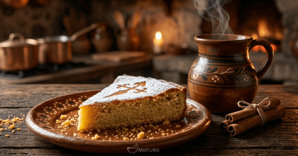 Tarta de Santiago acompañado con café de la olla o champurrado