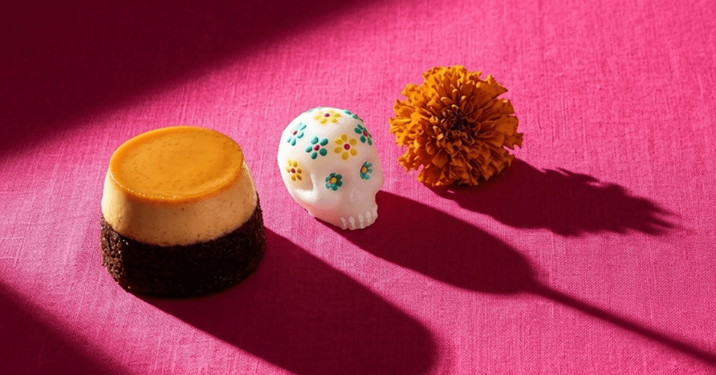 Chocoflan y un alfeñique.